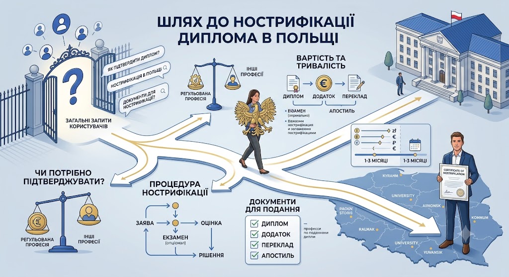 Подтверждение и нострификация украинского диплома по профессиям в Польше Подтверждение и нострификация украинского диплома по профессиям в Польше